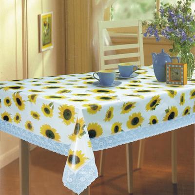 pvc flannel table cloth with 3 lace