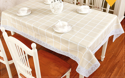 Vinyl tablecloth with lace edge