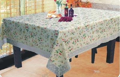 pvc flannel back table cloth with 3 lace
