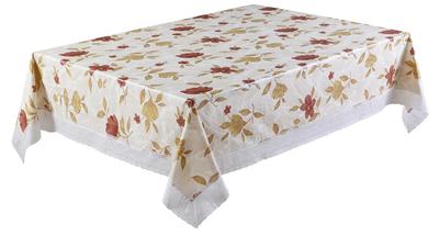pvc flannel back table cloth with 3 lace